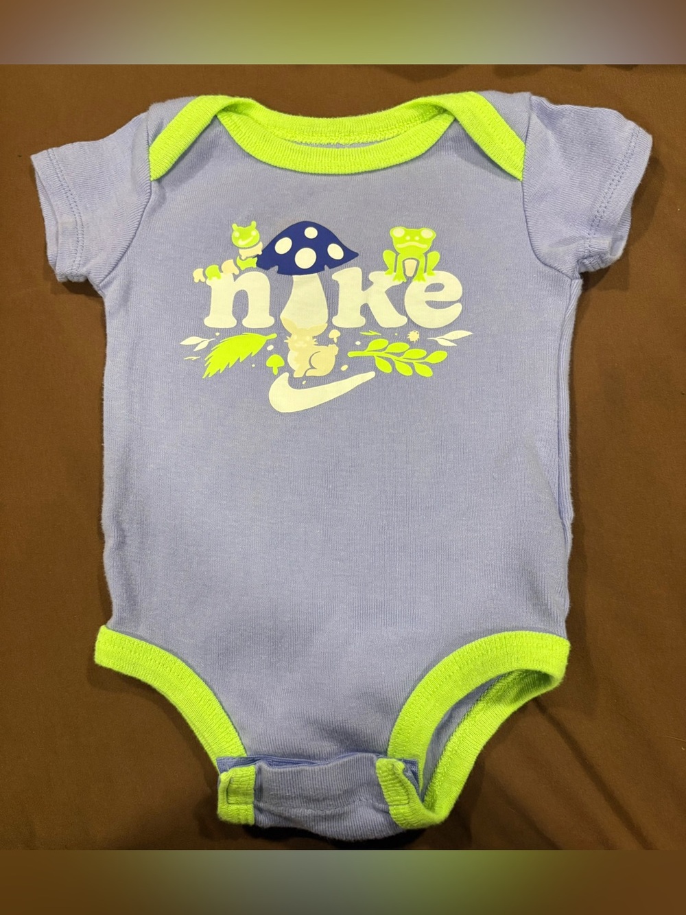 Nike Baby Mushroom & Frog Graphic Short Sleeve Bodysuit - Size 0-6M